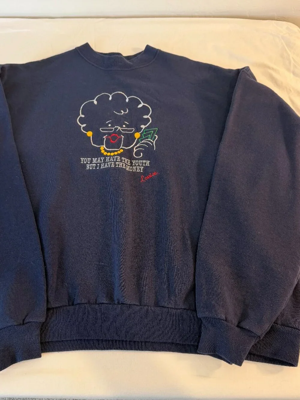 Vintage Hanes Embroidered Grandma Money Sweatshirt Adult XXL Funny Novelty